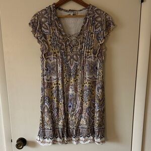 Hale Bob Paisley Midi Dress in Yellow and Purple